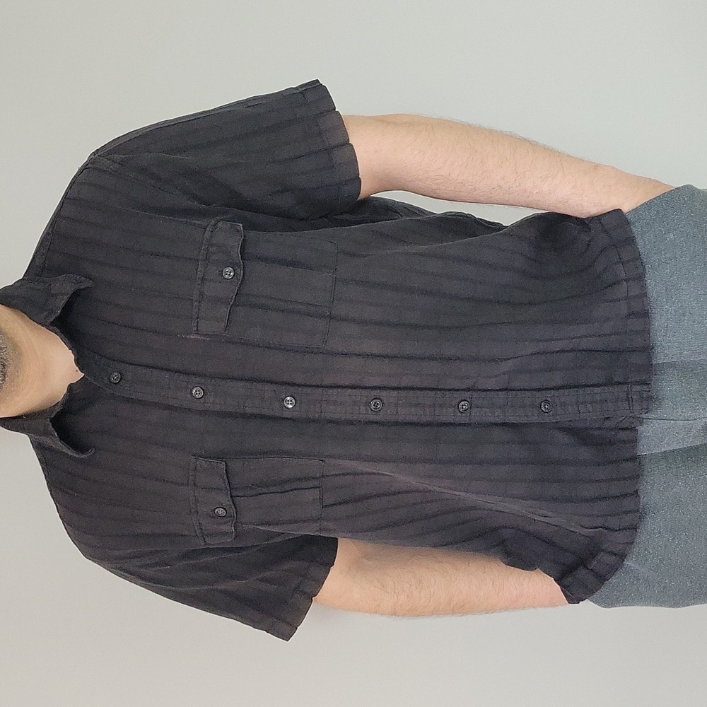 Perry Ellis 100% Cotton Button Down Shirt Black